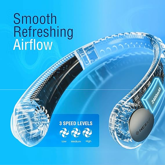 Portable Neck Fan -3 Speed Rechargeable Bladeless Neck Cooler - Eleven Express