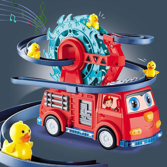 Musical & Lightning Duck Track Fire Truck Set - Eleven Express