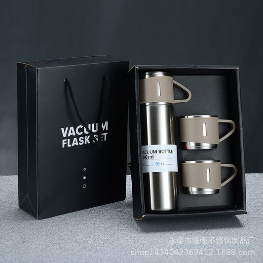 Insulated Vacuum Flask With 3 Cups - Eleven Express